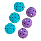 Sechs Pickleball-Bälle in Blau und Lila mit 40 Löchern