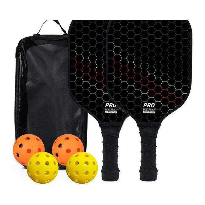 Zwei Pickleball-Schläger aus Holz mit Transporttasche und vier Bällen