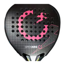 Padel-Schläger aus Carbon mit runder Blattform, freigestellt auf weißem Grund